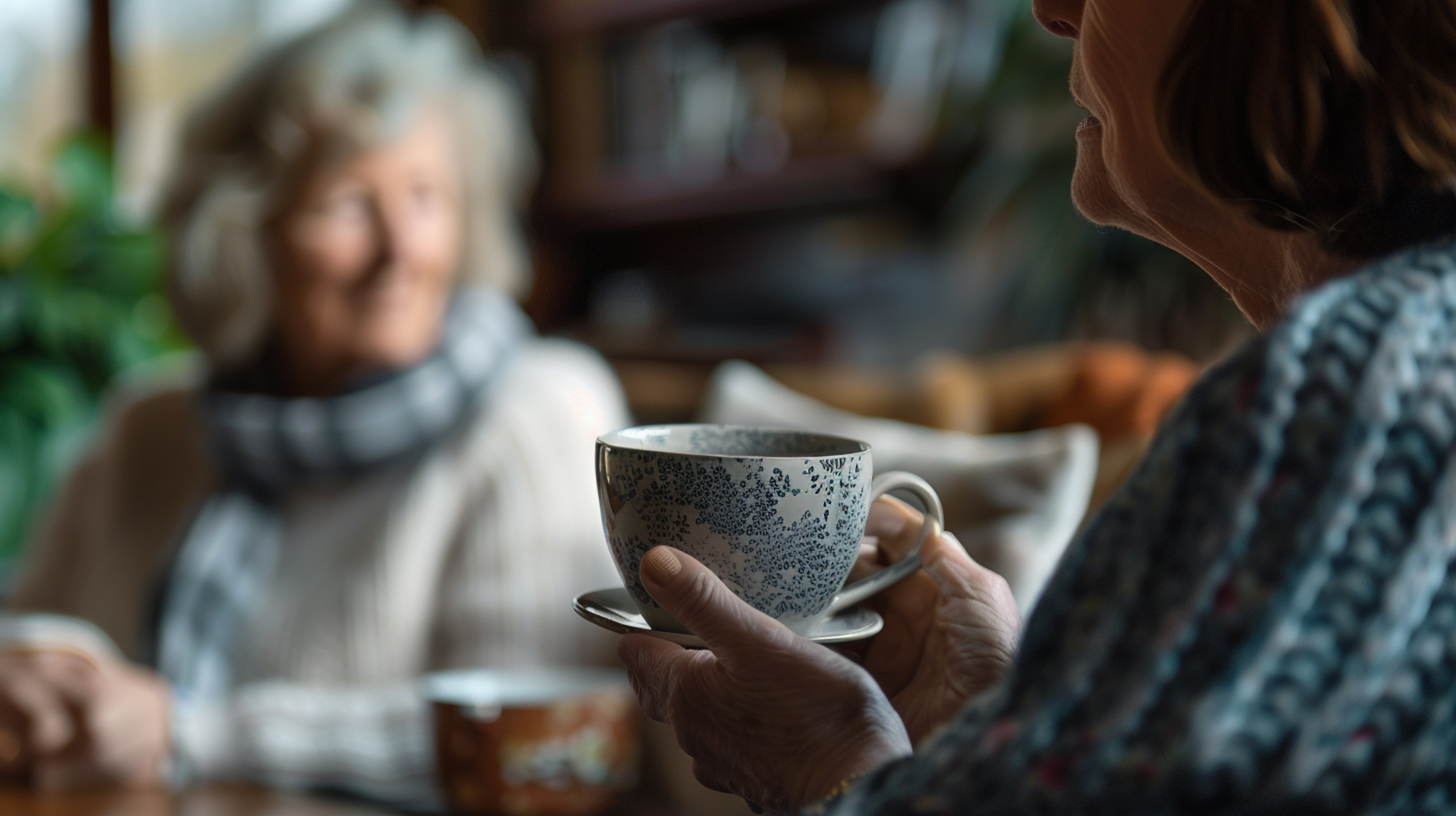Tea in autumn a ritual of well-being and connection for seniors.- Featured Shot